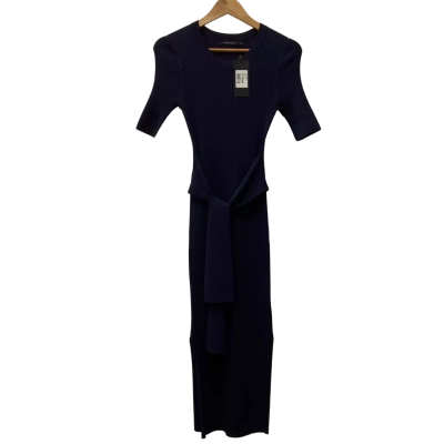 Portmans Navy Blue Ribbed Knit Midi Dress