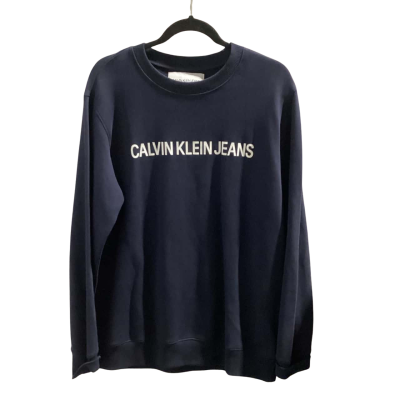 Calvin Klein Jeans Mens  Size L / XL Cotton Crew Neck Jumper Navy Blue 