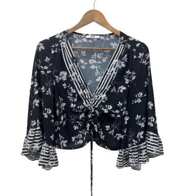 Sheike Womens  Size 8 Long Sleeve Top Black  / White 