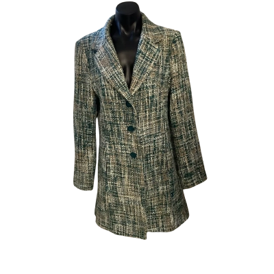 Under the table  Womens  Size 12 Trench Coat Beige / Green / White 