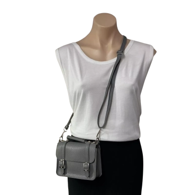  Womens Textured Grey Satchel Crossbody Handbag 