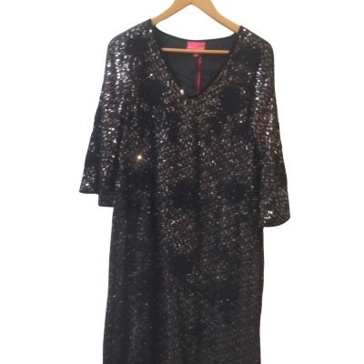 Rebecca Thompson Womens  Size 1 Sequin and Embroidered Cocktail Dress Black  