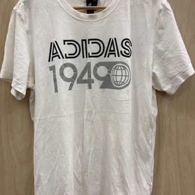 Adidas Mens  (15) Size L Short Sleeve Shirt Off White 