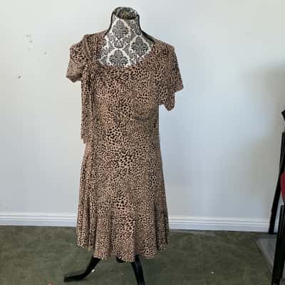 Seed Women's Size XS Wrap Dress Animal print Beige and Brown 