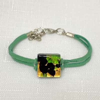 MURANO GLASS ITALY Womens Bracelet Green (stamped) 