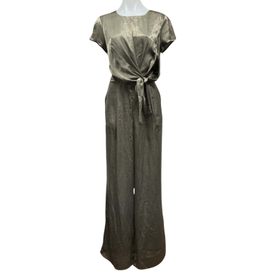 Out With Audrey.X Womens Size L Wide Leg Jumpsuit Silver 