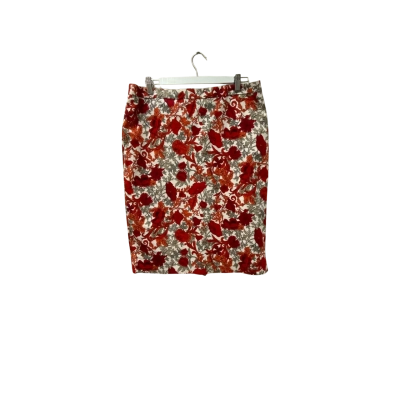 Sportscraft Womens Size 12 A-Line Skirt Burnt Orange / Red  Floral Pattern