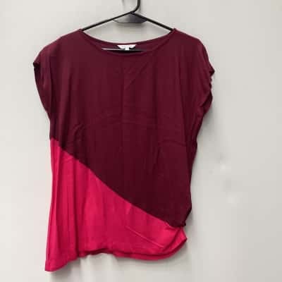 Veronika Maine Womens Top Multicoloured / Pink  / Red Size 10