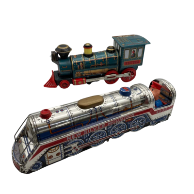 2x Vintage Tin Toy Trains by Modern Toys Japan