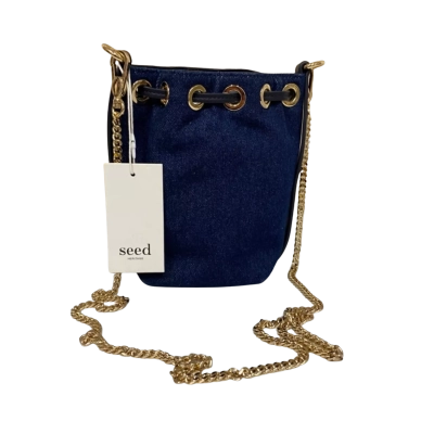 Brand new with tags Seed Heritage Womens Mini Bucket Bag / Cross Body Bag Blue / Gold 