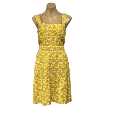 Oxford Womens Size 8 Yellow / Green / Mustard / Orange Pattern Sleeveless Dress (new)
