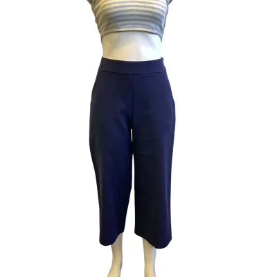 BNWT Veronika Maine Women's Size 10 Wide Legged Crop Pant Navy Blue