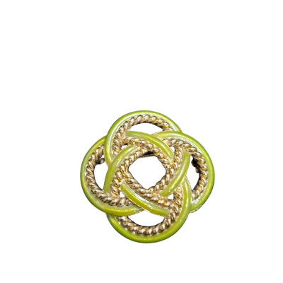  Womens gold tone & green enamel CELTIC Design Brooch 