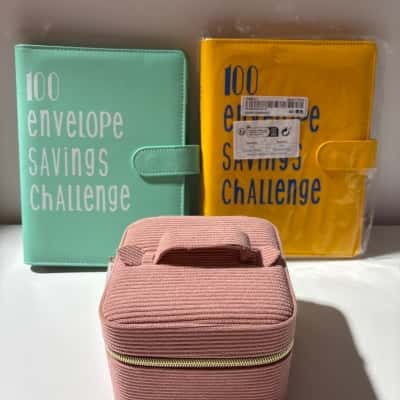 X2 100 envelope savings challenge folders & corduroy square jewellery box 