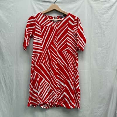 MISTER ZIMI Burnt Orange & White Mini Dress Size 10
