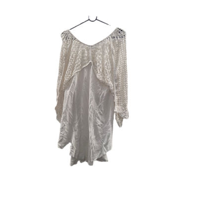 BNWT Womens Free People Castaway Crochet Sleeve High-Low Top in Ivory – Size M