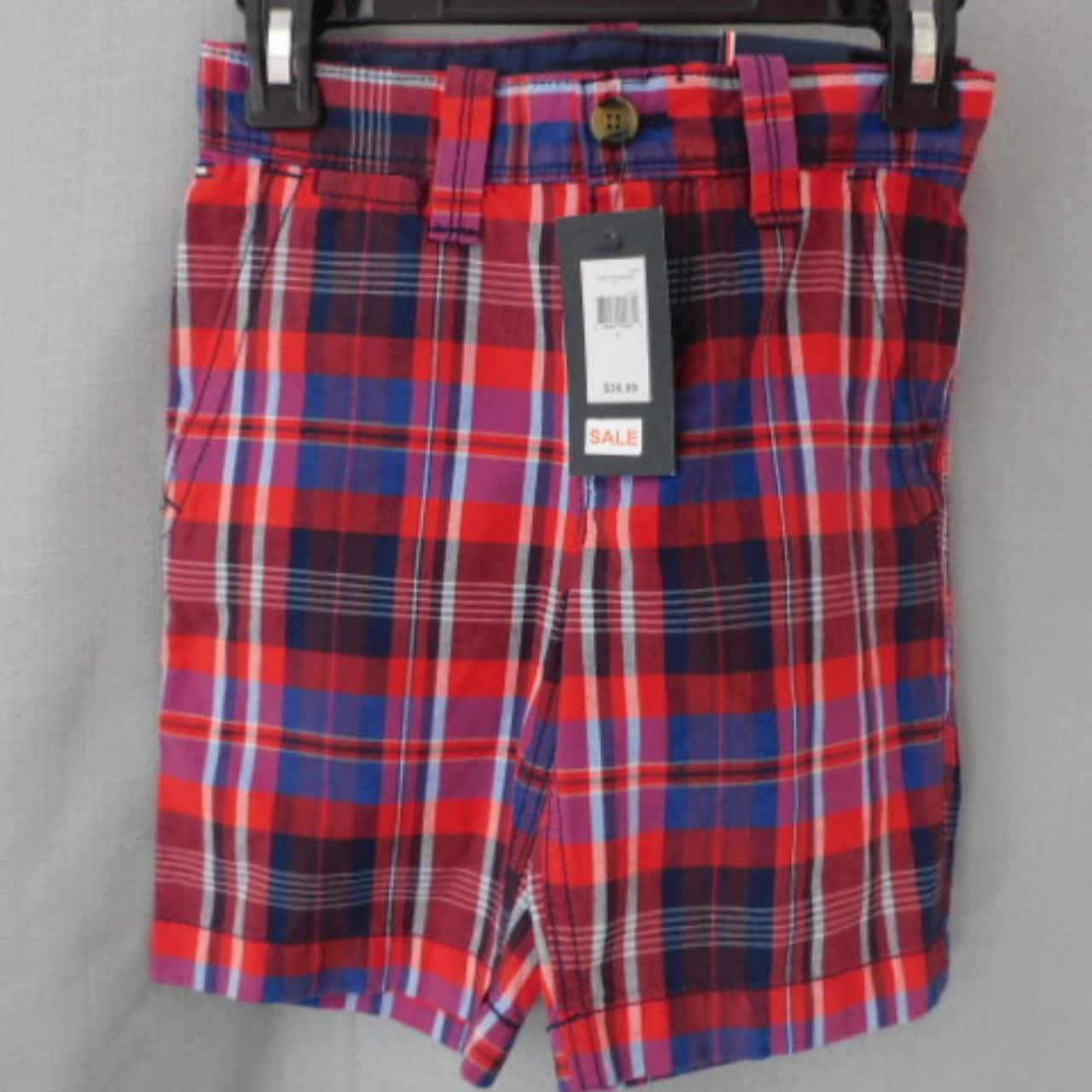 red checkered shorts