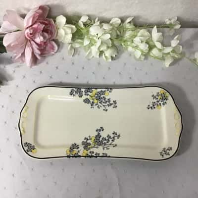 Vintage Royal Doulton "Carnival" Yellow & Black Pattern Oblong Sandwich Plate