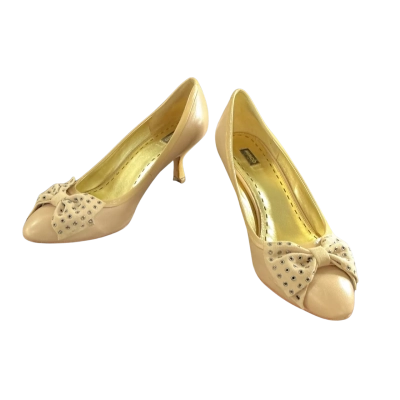 Mimco Womens  Size 39 Kitten Heels Nude with bow detail