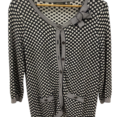 Marco Polo Womens  Size M Button-down Cardigan Black  / Pattern / Polka Dot / White 