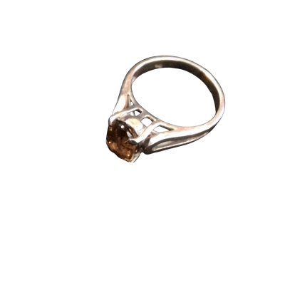 Womens 925 Silver  Ring with Smokey Quartz Stone