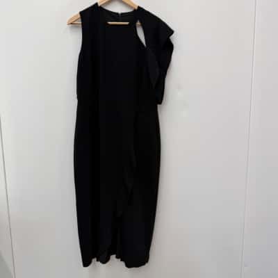 Wayne Cooper Black Midi Dress - Size 16   
