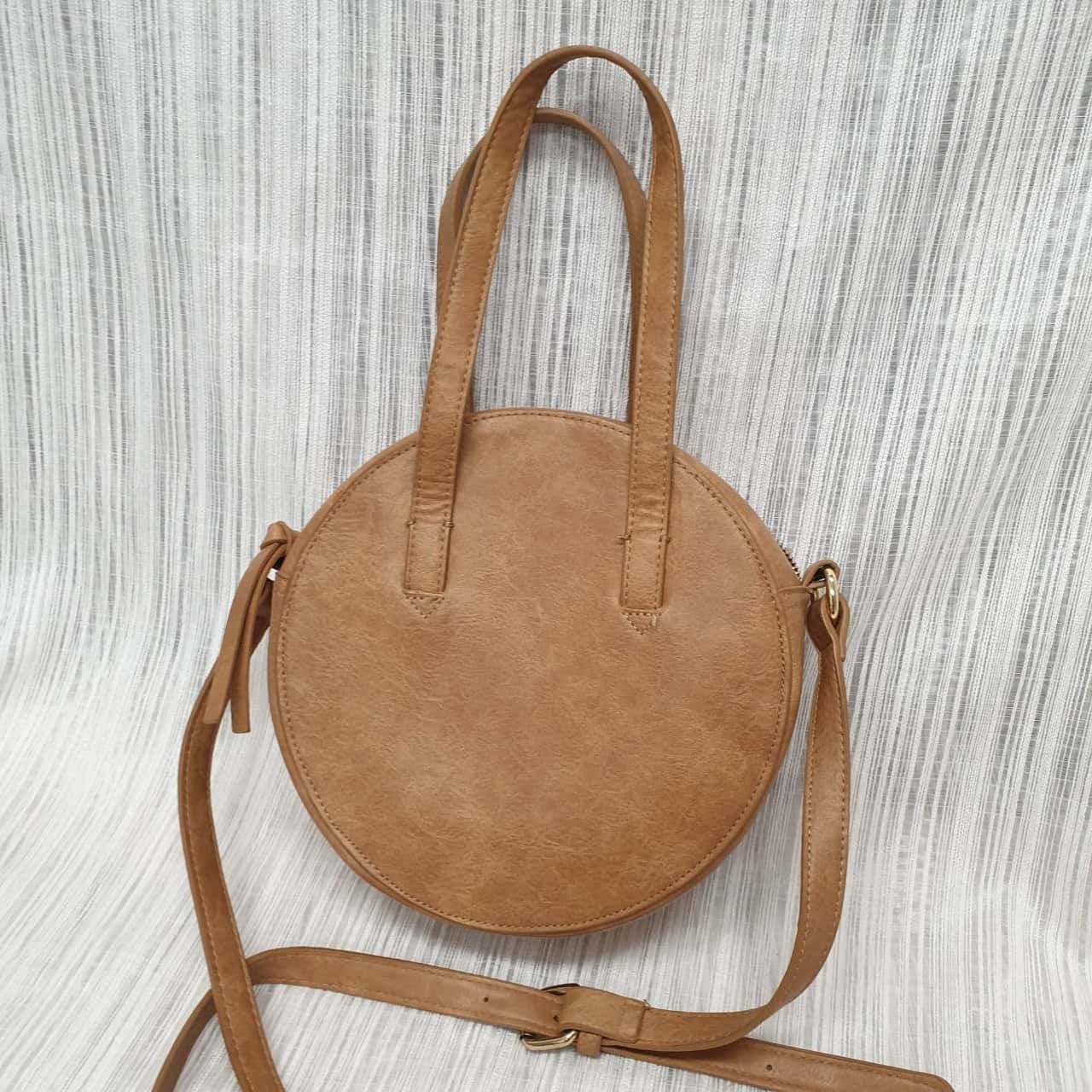 Sportsgirl Very Cute Little Crossbody Round Zip Over Light Brown