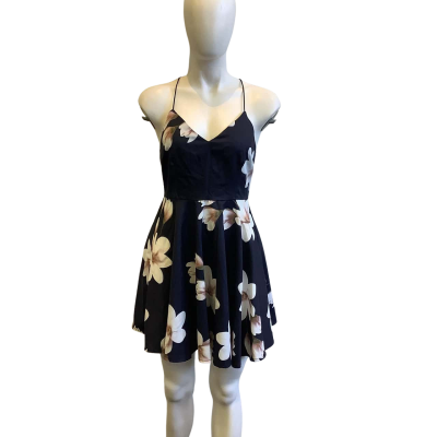 BNWT Dotti Women's Size 8 Sleeveless Floral Mini Dress Navy Blue 
