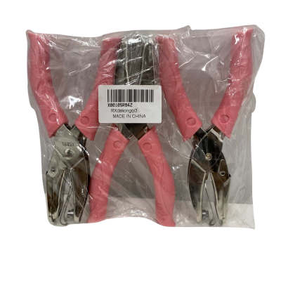 Handheld Single Hole Punch Pliers Set of 3 Pink BNWT