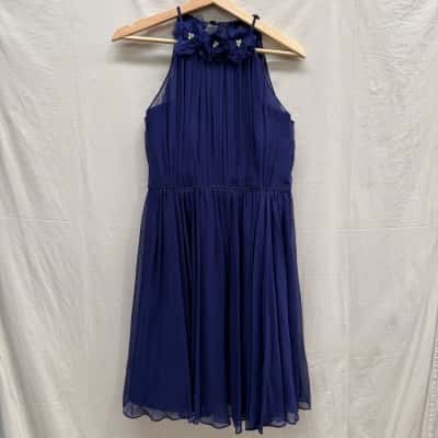 BNWT FOREVER NEW Larnica Flower Appliqué Blue Dress Size 10