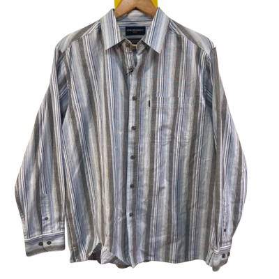 Breakaway Mens  Size L Long Sleeve Shirt Blue / Grey / White 