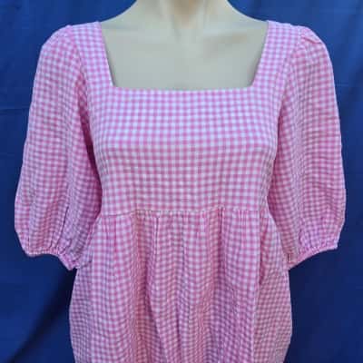 Sportsgirl Womens  Size 8 Babydoll Dress Pattern / Pink  / White 