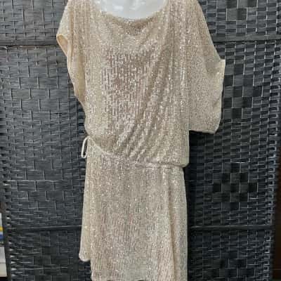 Sass & Bide Womens  Size 16 Beige Sequin Dresd