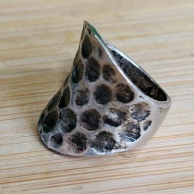 Sterling Silver Hammered Chunky Ring (Stamped 925)