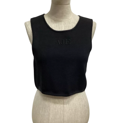 AJE Womens  Size XL Cropped Top Black  