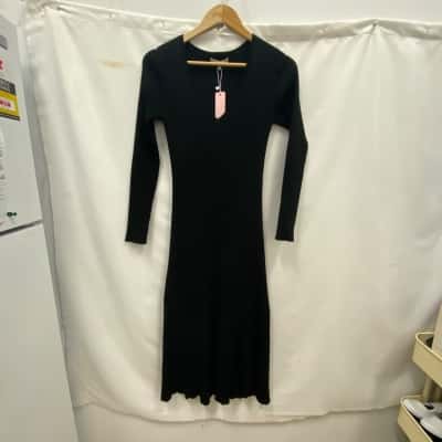 State Of Luxe Women's Size M Long Sleeve Knit Style Dress Black BNWT