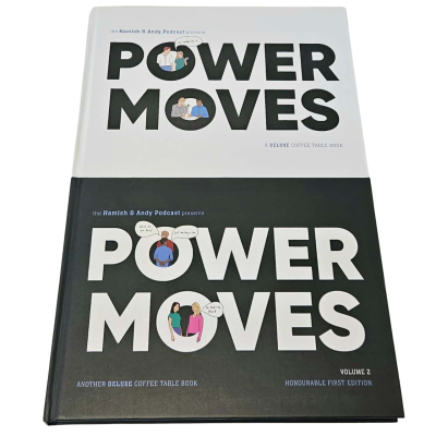 Hamish & Andy Power Moves Volume 1 & 2 Deluxe Coffee Table Books.
