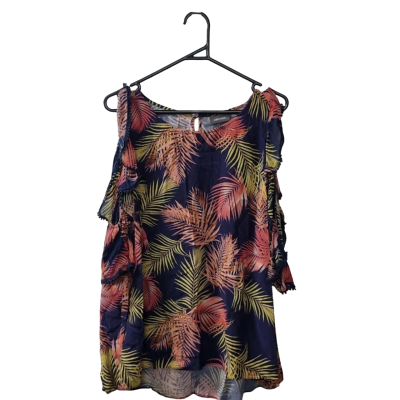 Sussan Women's  Size 16 Long Cold Shoulder Sleeve Top Multicoloured 