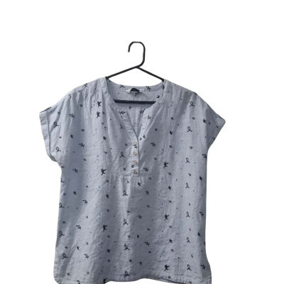 Fella Hamilton Women's Size 12 Short Sleeve Top Blue / Pattern 