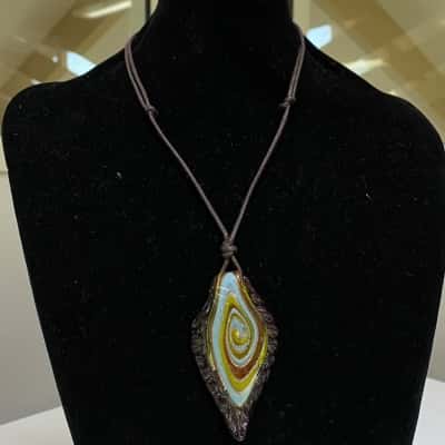  Womens necklace with multicolored glass pendant necklace 