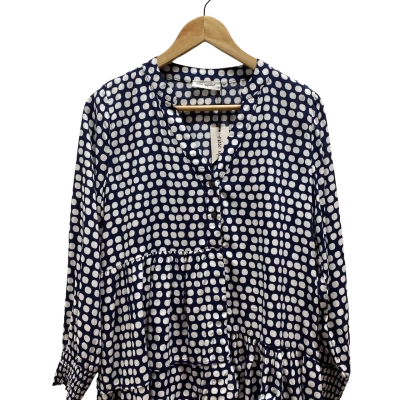 Vine Apparel Womens  Size 6 Navy Blue Polka Dot Top