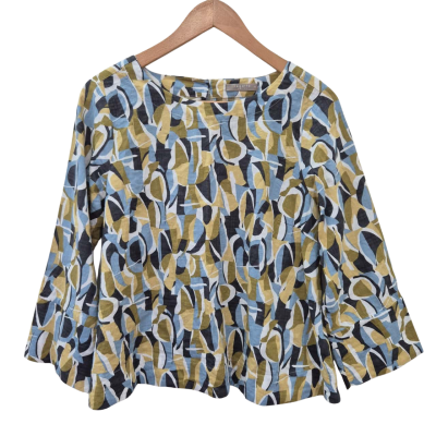 Regatta Petites Long Sleeve Top Blue/Green/White Patterned S.10