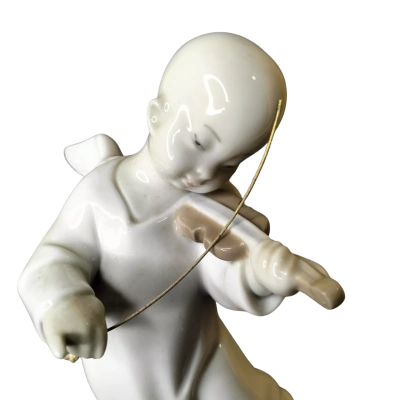 Vintage Lladro Chinese Angel Figurine Playing Violin Home Collectible Art Décor. 16 cm tall