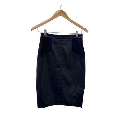 Ginger & Smart Womens  Size 6 Leather Skirt Navy Blue 