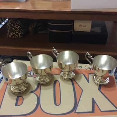 Vintage Nickel Silver Teacups