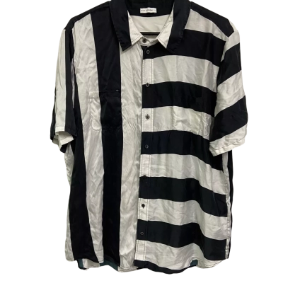 Silk Laundry Mens  Size L Short Sleeve Shirt Black  / White 