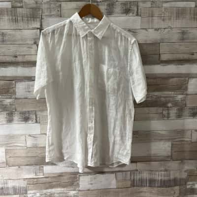 David Jones Mens  Size L Short Sleeve Shirt White 