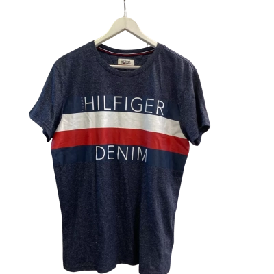 Tommy Hilfiger Denim Mens  Size L Short Sleeve T-shirt Blue / Pattern 