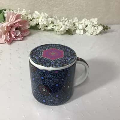 T2 Black / Blue / Pink / Green Pattern Ceramic Mug with Matching Coaster