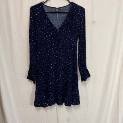 Dotti Womens Long Sleeves Polkadot Dress Sz 10